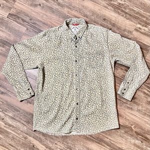 Iron And Resin Linen Floral Metal Button Shirt Freedom Rider Men's Size Large